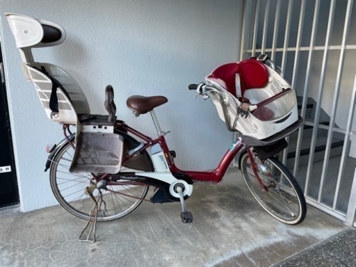 アンジェリーナ　電動自転車　赤　チャイルドシート、3人乗り