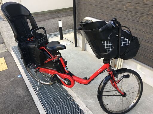地域限定送料無料　ギュット　三人乗り　子供乗せ　16AH　赤　神戸市　電動自転車 子ども乗せ 車・バイク・自転車 地域限定送料無料 ギュット