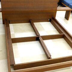 札幌市/清田区 CANDE HOUSE/カンディハウス 両袖付きクイーンサイズベッド フレームのみ ウォルナット ロータイプ 旭川家具 展示品!!