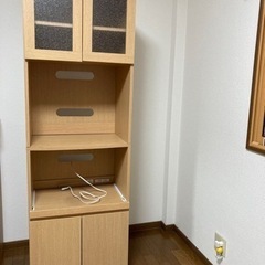 キッチン収納 食器棚 レンジ台 2口コンセント 大きめ電子レンジ...