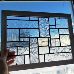 ステンドグラスパネル　パッチワーク風　サンキャッチャー