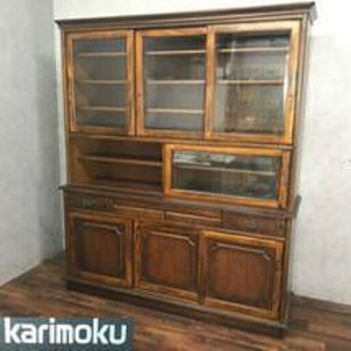 ⭕⭕⭕PH7/39　カリモク Karimoku 家具 食器棚 キャビネット 収納棚 飾り棚 ガラス扉 引き戸 中古品 キッチンボード⭕⭕⭕