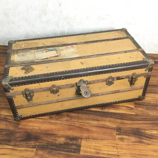 ⭕⭕⭕ba7/100 ビンテージ 大型トランク 約85×46×32.5cm 汽船トランク インテリア 船舶 古道具 衣装ケース 旅行鞄 アンティーク⭕⭕⭕