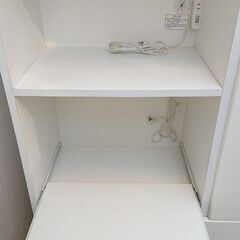 キッチンボード レンジボード 食器棚 ホワイト 鏡面 コンセント3個