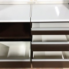 INT-062【美品】松田家具 MATSUDA 食器棚 キッチンボード 140cm幅 ダークブラウン ソフトクローズ レンジボード 