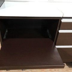 INT-062【美品】松田家具 MATSUDA 食器棚 キッチンボード 140cm幅 ダークブラウン ソフトクローズ レンジボード 