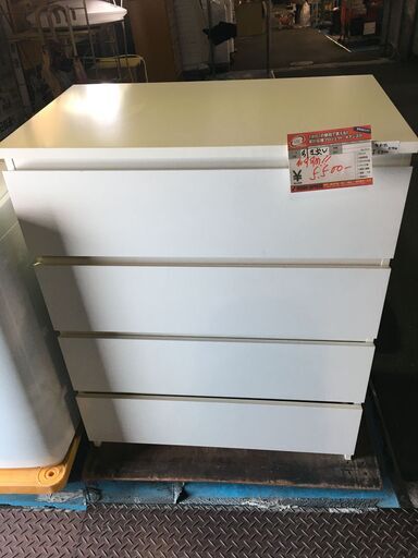 ☆中古 激安！！￥5,500！！4段引き出し　家具　幅80cmｘ奥行48cmｘ高さ100cm　【BBM140】