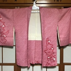着物リメイク　本絞りの羽織り　ピンク