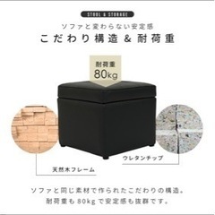 スツール　3個セット　収納　PVCレザー　ブラック　黒 − 東京都