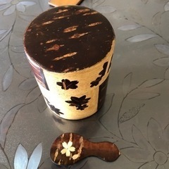 美品　桜皮　平型茶筒（桜）と茶箕