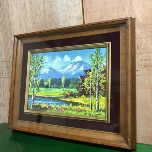 S.Ota 太田清治郎作　肉筆「浅間山」油彩画