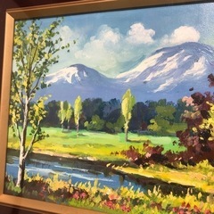 S.Ota 太田清治郎作　肉筆「浅間山」油彩画 S.Ota 太田清治郎作 肉筆「浅間山」油彩画