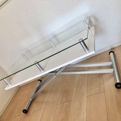 【ネット決済】昇降式ガラステーブル　高さ調節可　ほぼ未使用
