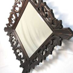 和製アンティーク　昭和初期　吉祥瑞果文巻唐草文様　壁掛け式鏡 和製アンティーク 昭和初期 吉祥瑞果文巻唐草文様 壁掛け式鏡