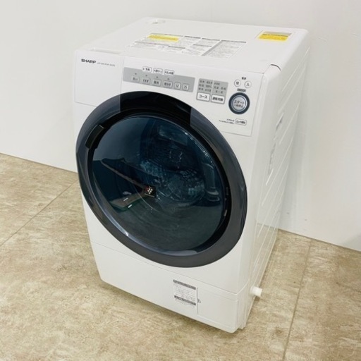 美品　SHARP ES-S7C-WR ドラム式洗濯機　右開き　取説　2018年製