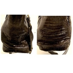 MIU MIU ミュウミュウ 型押し クロコ 2wayバッグ ブラウン 茶 金