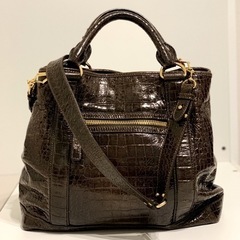 MIU MIU ミュウミュウ 型押し クロコ 2wayバッグ ブラウン 茶 金