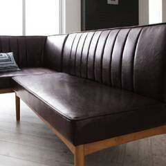 【12383】ソファダイニング・左肘アームソファ＋２Pセット・ダークブラウン