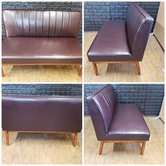 【12383】ソファダイニング・左肘アームソファ＋２Pセット・ダークブラウン