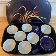 【新品・未使用】旅館風　湯飲みセット(湯飲み・急須・お盆・茶びつ)
