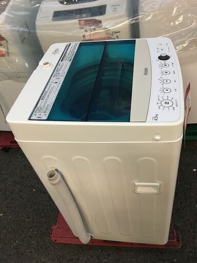 ☆中古 激安！！￥9,000！！Haier　4.5kg洗濯機　家電　2017年製　JW-C45A型　幅53cmｘ奥行50cmｘ高さ89cm　【BBM146】