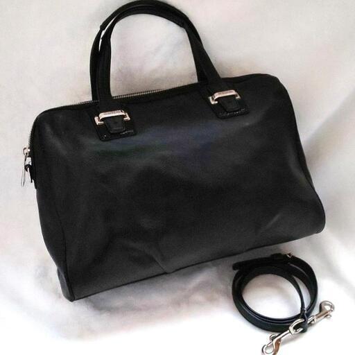 『発送も可能』COACH 2way本革ショルダーバッグ ボストン  ハンドバッグ 黒 ブラック