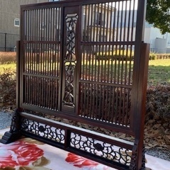 唐木家具 紫檀 無垢材 衝立格子 パーティション間仕切り☆お値下げ相談可‼️