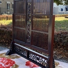 唐木家具 紫檀 無垢材 衝立格子 パーティション間仕切り☆お値下げ相談可‼️