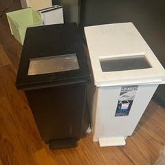 ゴミ箱　2ドア　黒と白
