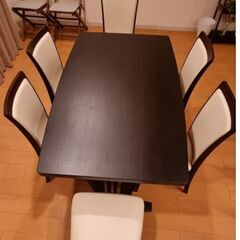 【ネット決済】ダイニングテーブル+ 椅子X6