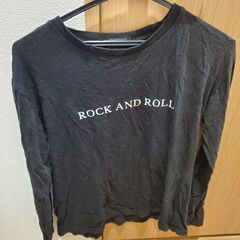 メンズ Tシャツ 長袖 M カジュアル プリント 黒 rock ...