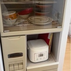 食器棚 キッチンボード 米びつ コンセント 炊飯器置き場付き キ...