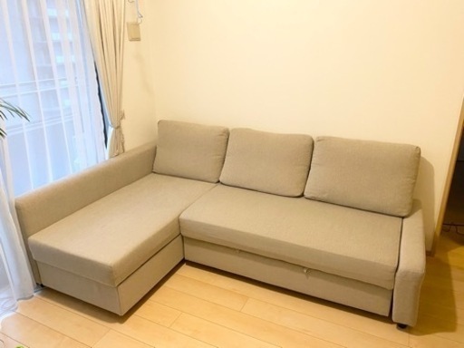 IKEAフリーヘーテンコーナーソファベッド収納付き ベージュ - 東京都の家具