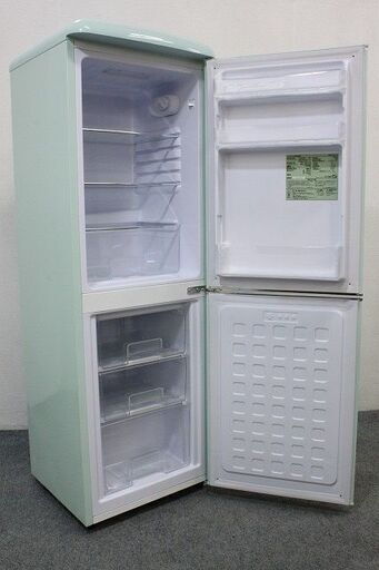 レトロスタイル2ドア冷凍冷蔵庫   ライトグリーン 冷凍