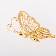 K18 ダイヤモンド ブローチ (バタフライモチーフ) 品番b21-49