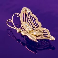 K18 ダイヤモンド ブローチ (バタフライモチーフ) 品番b21-49