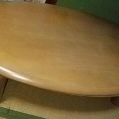 楕円形ローテーブル こたつ 高さ変えれます 木製