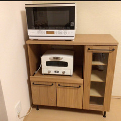 【ネット決済・配送可】食器棚　木製　アイアン　幅89センチ