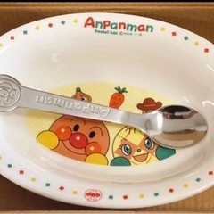 【ネット決済・配送可】アンパンのカレー皿　スプーンセット