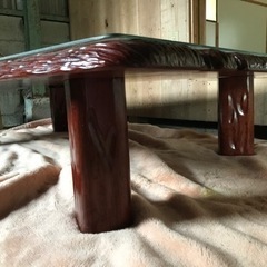 一枚板　ガラス天板つきテーブル