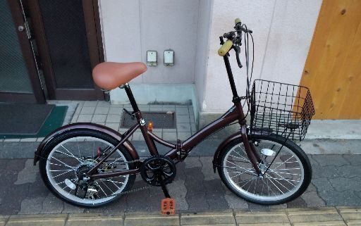 20吋 折り畳み自転車 外装6段/ブラウン