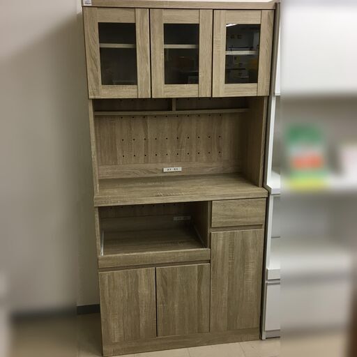 J790 ベガコーポレーション 食器棚 キッチンボード WALSH ウォルシュ ナチュラル 900×410×1820 クリーニング済み
