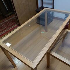 木製ガラステーブル　2種