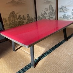 八王子】手渡し可能 アジア 手彫り 座卓 テーブル 硝子 龍 鳳凰