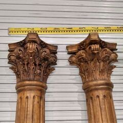 店舗改装　自宅リフォームなど♪　重厚な無垢材 装飾柱2本まとめて！宮殿柱、彫りの凄さ！