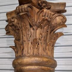 店舗改装　自宅リフォームなど♪　重厚な無垢材 装飾柱2本まとめて！宮殿柱、彫りの凄さ！