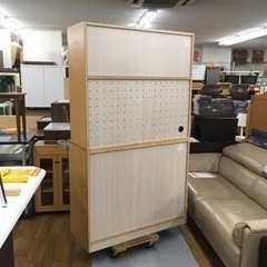 S286 ニトリNITORIキッチンボード(アルナス3 105KB LBR)食器棚幅105cm極美品