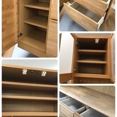 S286 ニトリNITORIキッチンボード(アルナス3 105KB LBR)食器棚幅105cm極美品