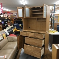 S286 ニトリNITORIキッチンボード(アルナス3 105KB LBR)食器棚幅105cm極美品