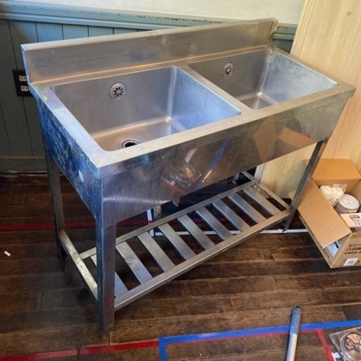 二槽シンク　業務用　100×45 中古